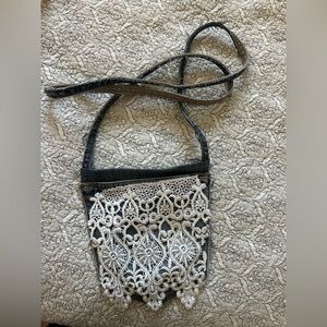 Stylish Denim and Lace Crossbody Bag